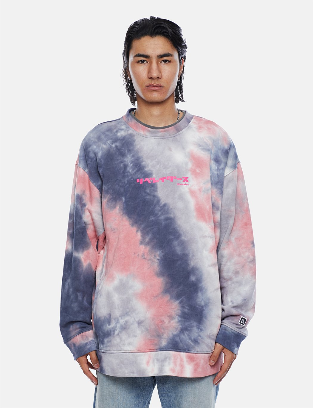 新品 Liberaiders COMPOSITION CREWNECK Liberaiders Tie Dye Crewneck Sweatshirt - Navy Blue | Garmentory