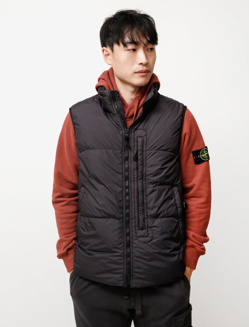 Stone Island Garment Dyed Crinkle Reps Down Vest - Charcoal