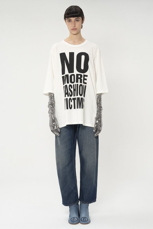 MM6 Maison Margiela Large script oversized T shirt - White MM6 Maison Margiela Large script oversized T shirt - White
