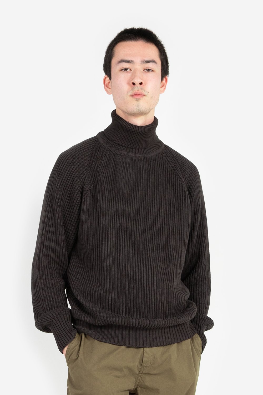 Knickerbocker Heavy Rib Cotton Turtleneck Sweater Black Garmentory