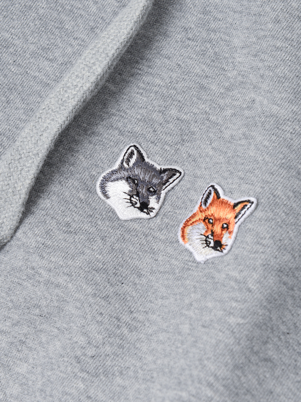 Maison Kitsuné Double Fox Head Patch Hoodie - Grey Melange