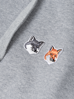 Maison Kitsuné Double Fox Head Patch Hoodie - Grey Melange