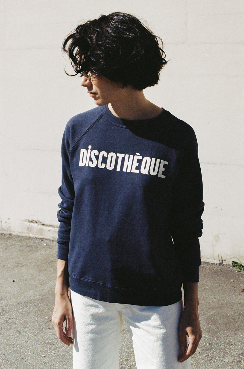 Clare V Sweatshirt navy with white discotheque Garmentory