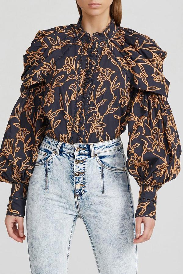 acler HOWARD BLOUSE - MIDNIGHT