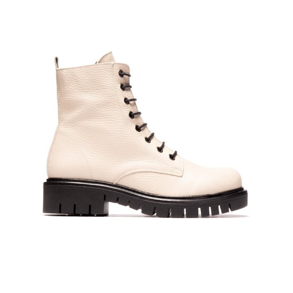 LIntervalle Leather Lace up Boot - Beige 