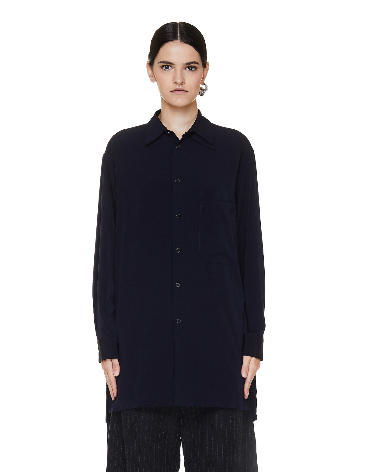 Y's Double Left Collar Shirt - Blue | Garmentory
