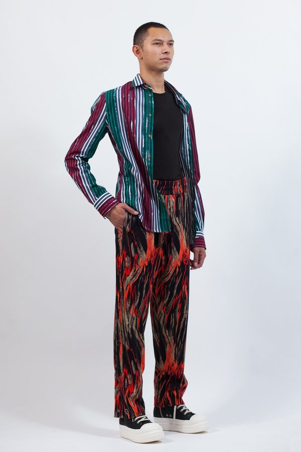 Vivienne Westwood Snap Side Trousers - Flames Print | Garmentory