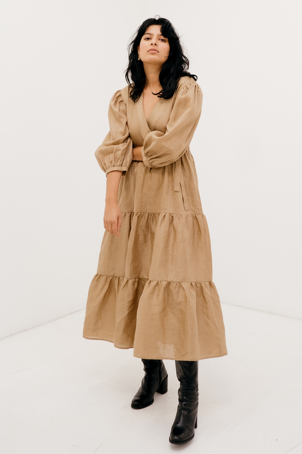 knee length dresses for ladies Onalaja Ellis Fringe Dress in Brown main image 0