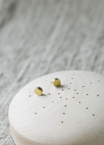 Another Feather Discus Studs in Brass Another Feather Discus Studs in Brass