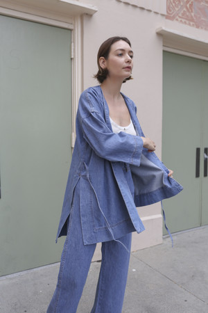 Caron Callahan Carson Kimono in Blue Denim Caron Callahan Carson Kimono in Blue Denim