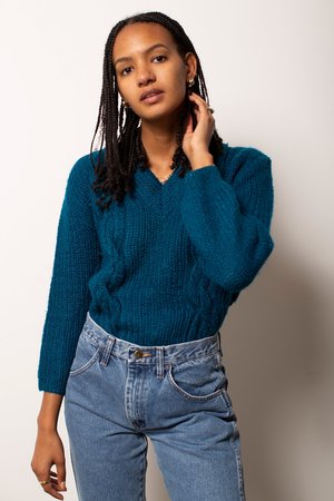 Vintage Mohair Sweater - Dark Turquoise 