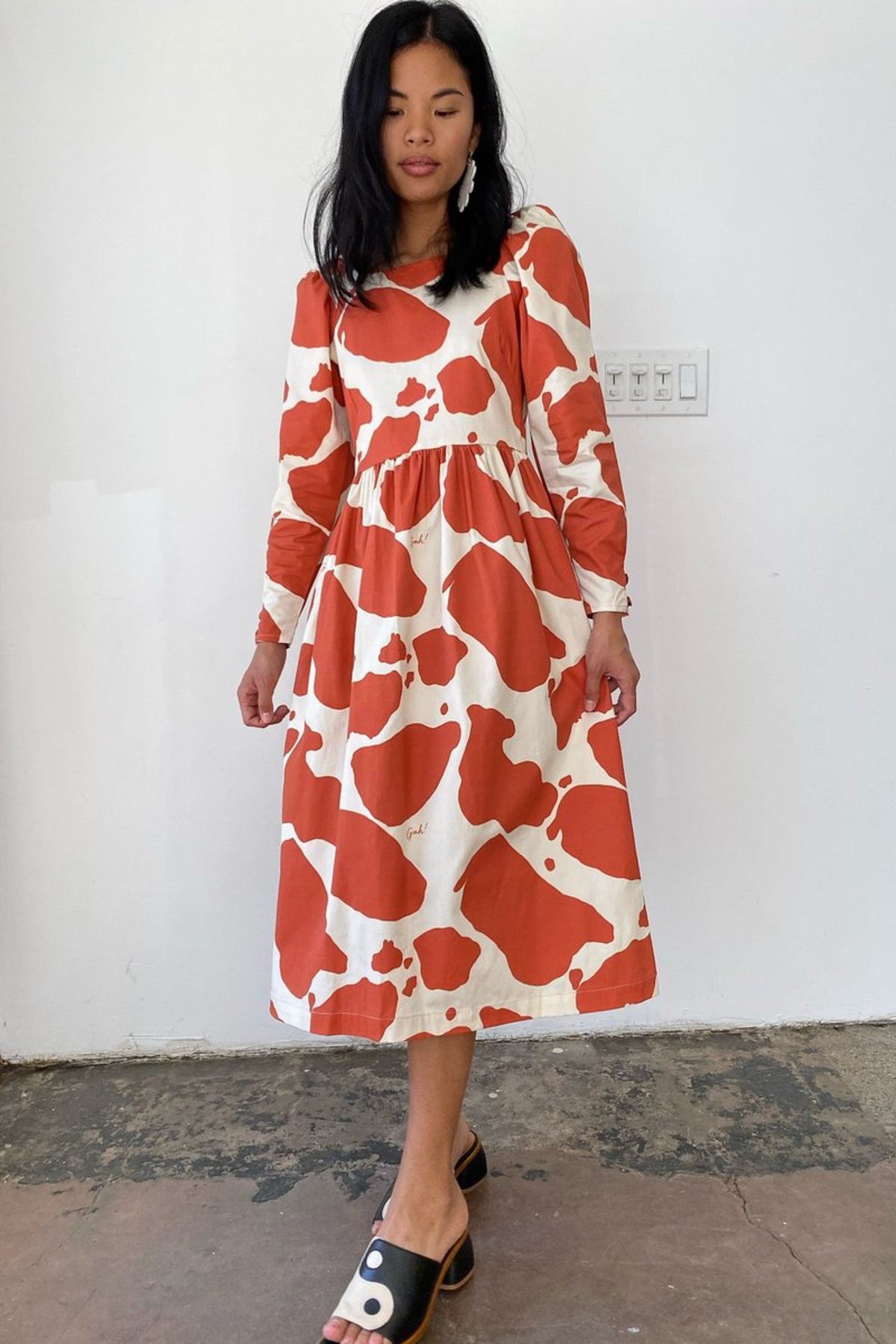Lisa Says Gah Maddie Midi Dress - Moo Print - Image 1 of 4