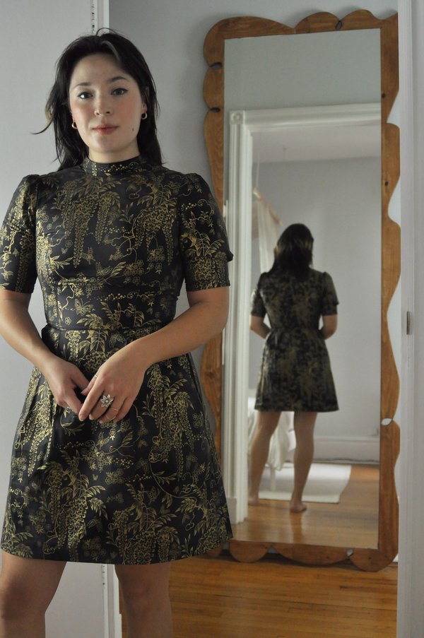 black dress with gold birds Love Birds Dress – PKC Collection main image 0