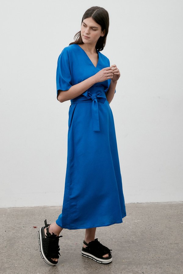 chinese dress ladies Cobalt Blue Contrast Strap Cotton Maxi Dress Large main image 1