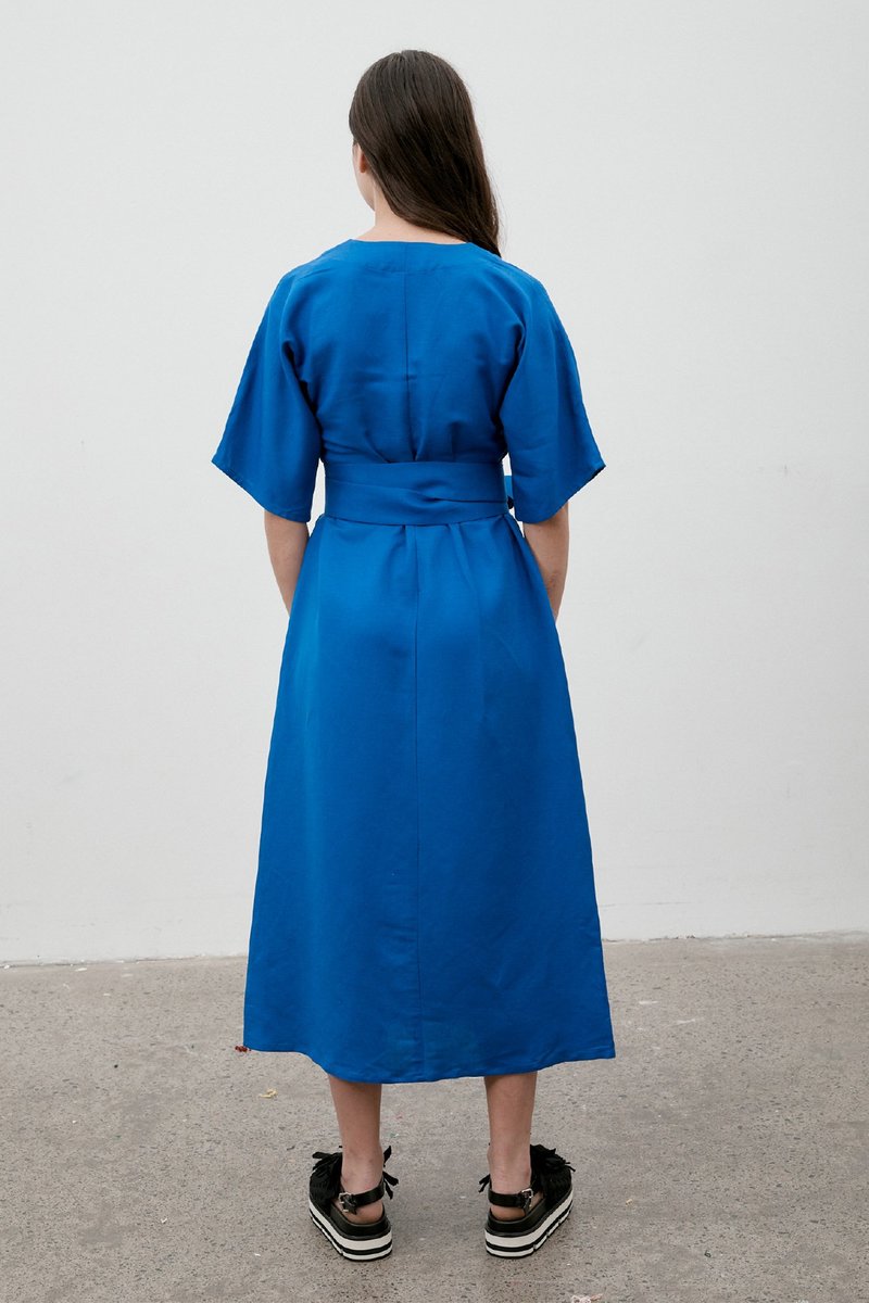 chinese dress ladies Cobalt Linen Maxi Dress – Style Me Luxe main image 0