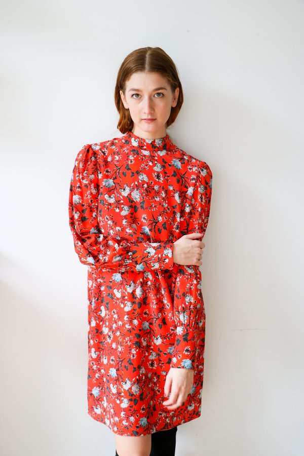 open lace back dress Spring 2020 Erdem Runway Look 41 Coral Red Embroidered Cut-Out Runway   Shrimpton Couture