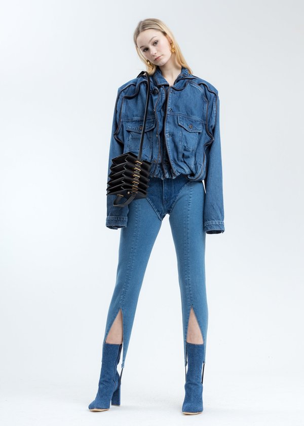 Y/project Pop Up Denim Jacket - Navy | Garmentory