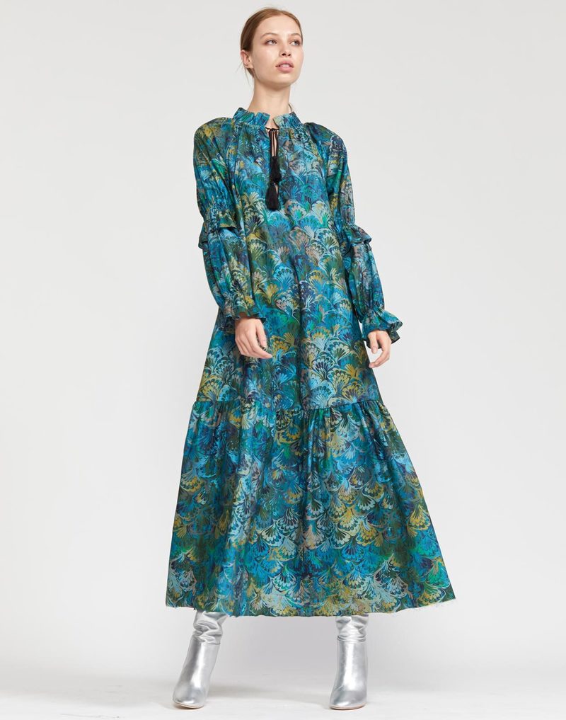 Cynthia Rowley Sanibel Marble Printed Cotton Dress - Green Marble |  Garmentory