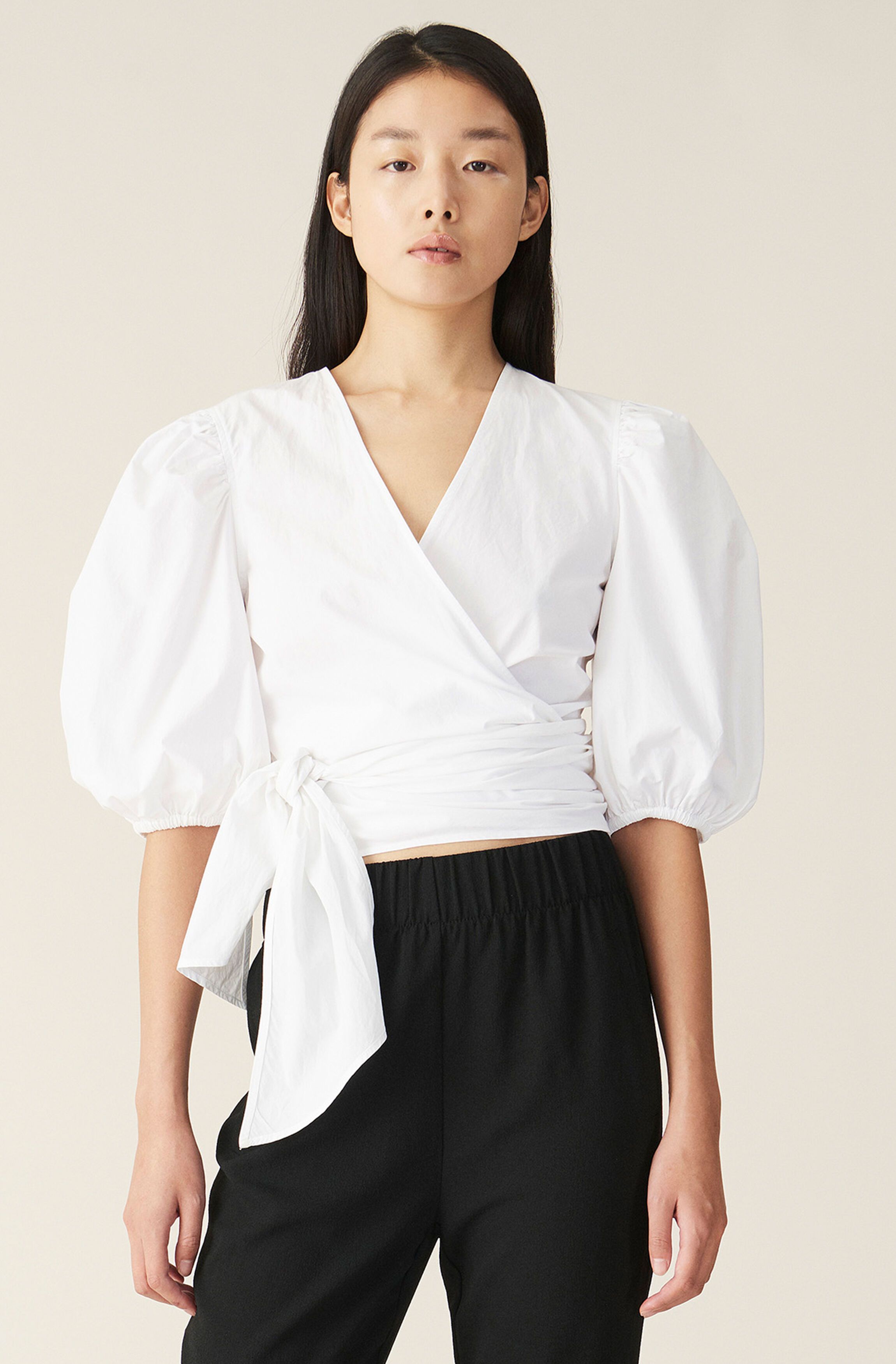 GANNI S3238099 関税送料込 Poplin-Wrap-Blouse-