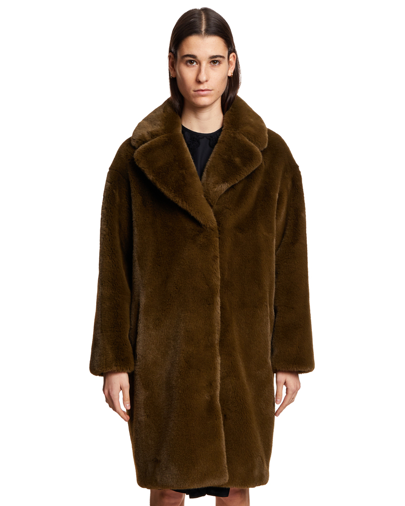 コート STAND STUDIO 61129 9020 51000 Coats Green Fur Stand Studio - Single Breasted Faux Fur Coat - dark green