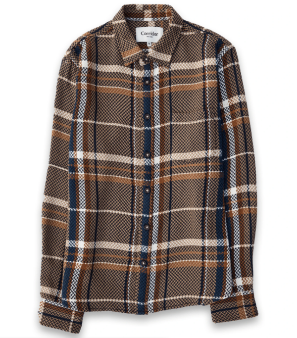 Thea Half Zip Acid Wash Plaid Top