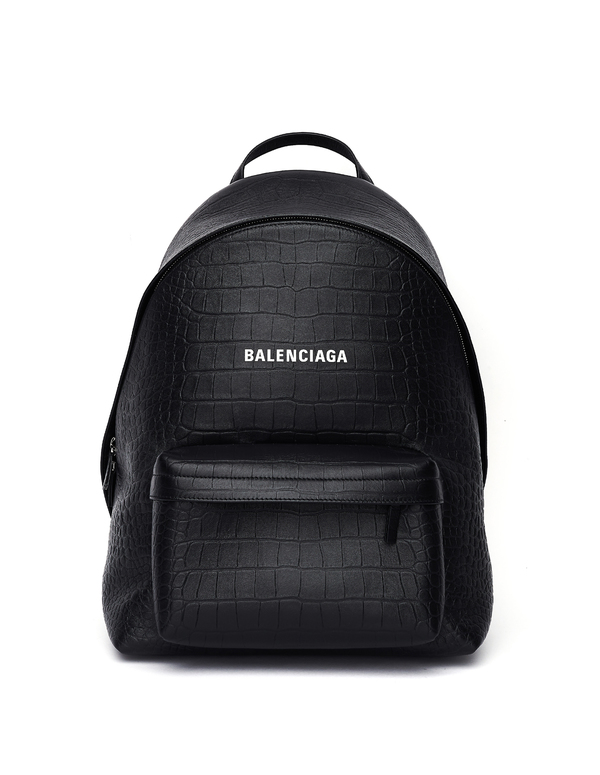 balenciaga logo print leather backpack Balenciaga Leather Logo Printed Backpack