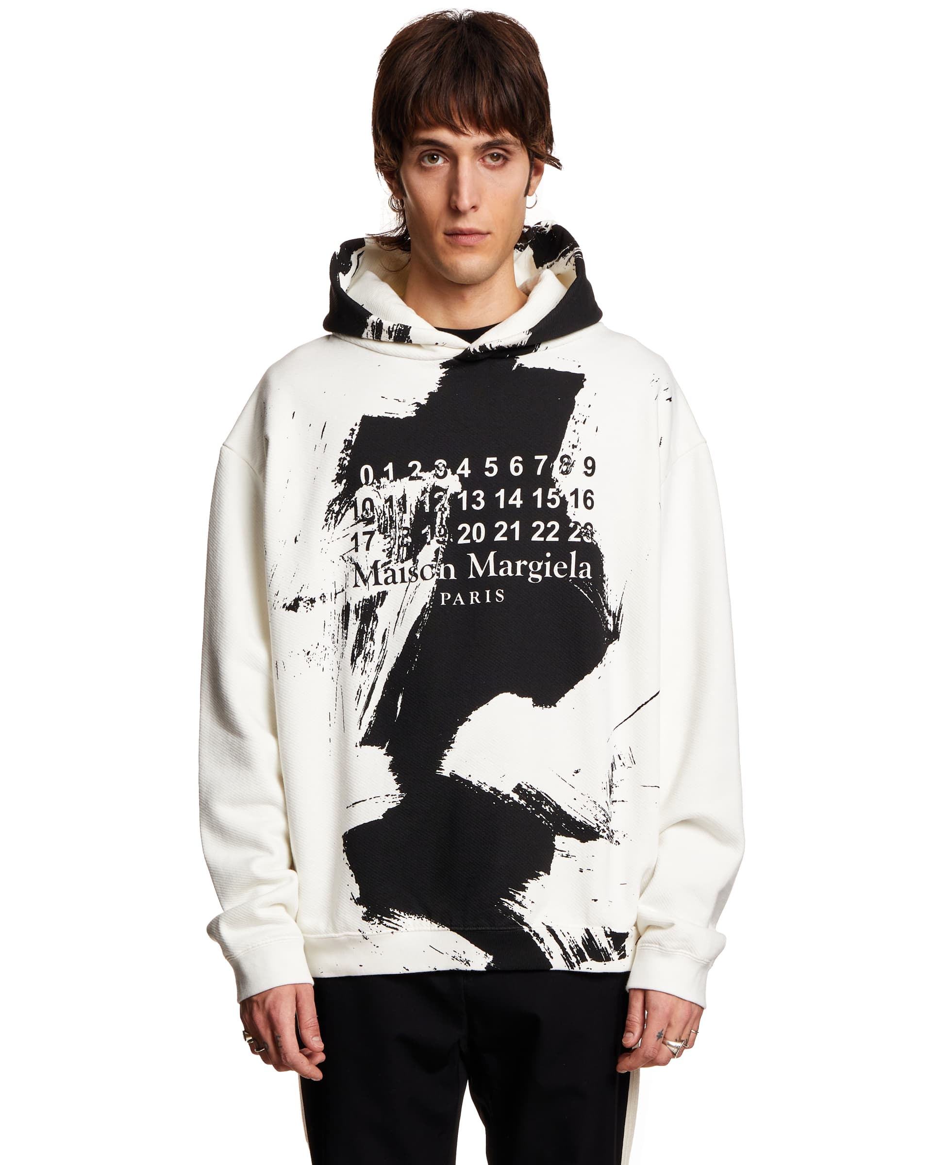 Maison Margiela◆20aw/Black Patterned hoodie/S/コットン/BLK/S51GU0099 Black Logo Cotton Hoodie by Maison Margiela on Sale