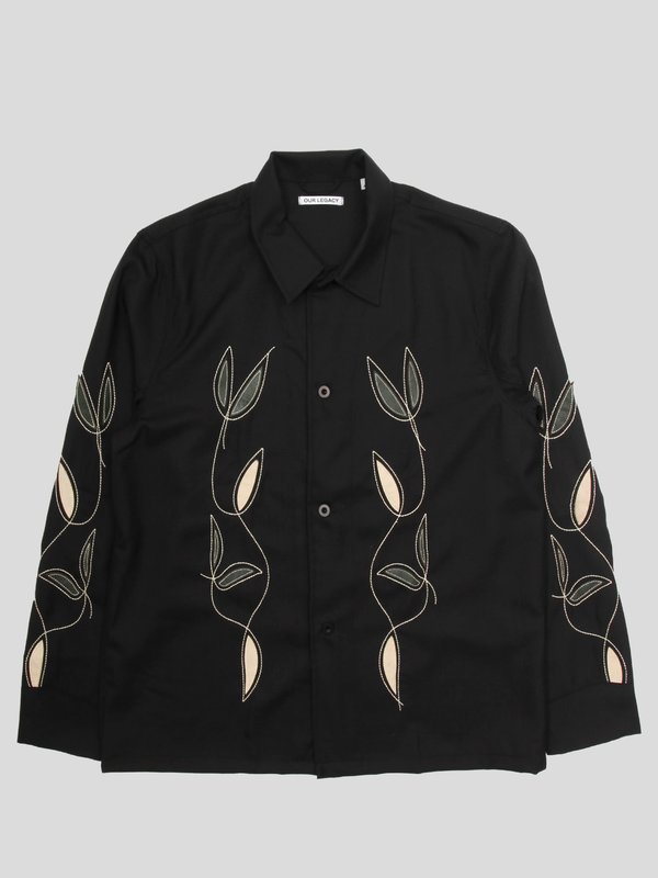 OUR LEGACYBlack Leaf Embroidery ボックスシャツ Our Legacy Box Shirt - Black Leaf Embroidery | Garmentory