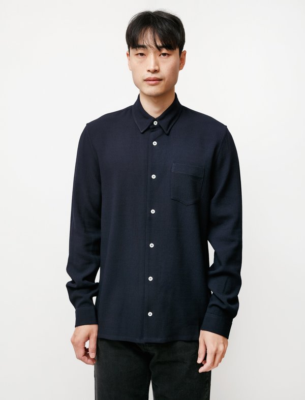 Sefr Mens Hampus Shirt - Dark Navy | Garmentory