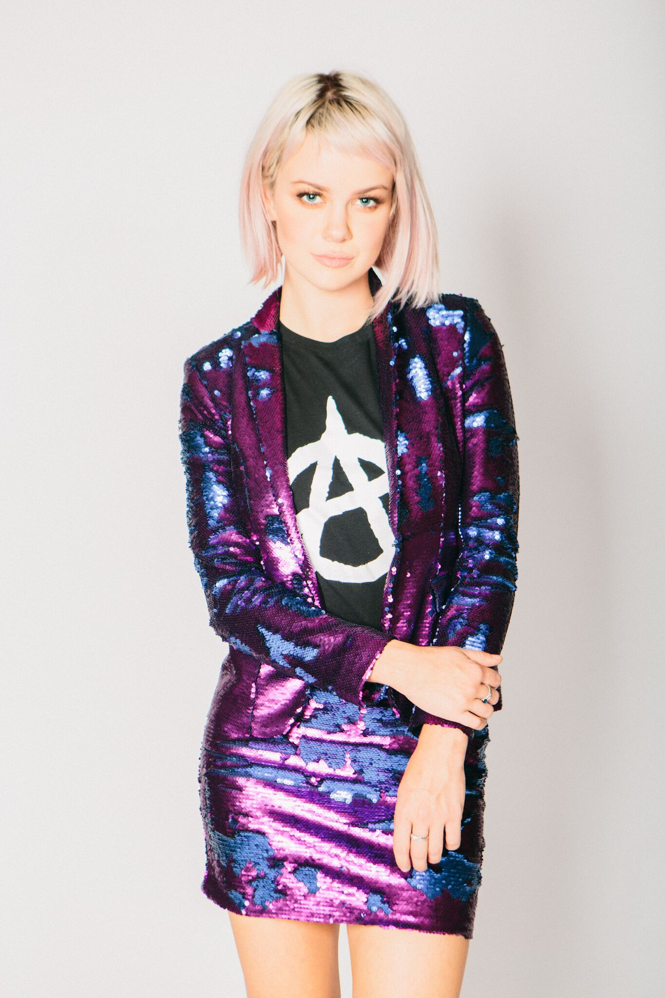 blue sequin suit jacket