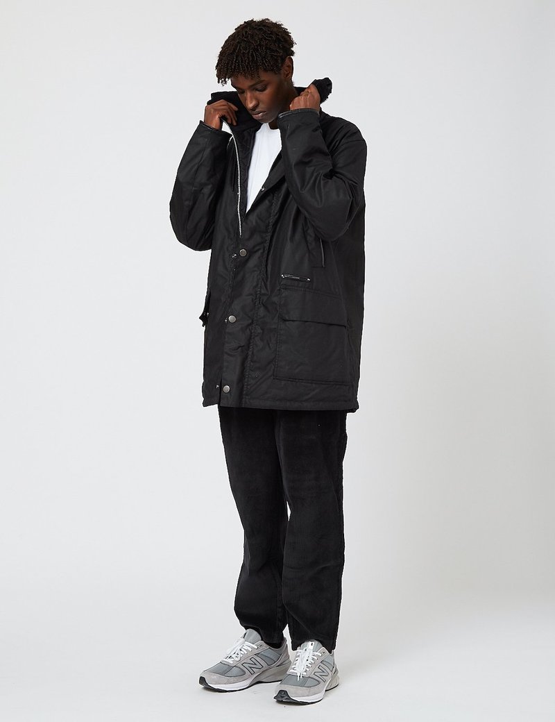 Barbour Gold Standard Supa-Border Waxed Cotton Jacket - Black