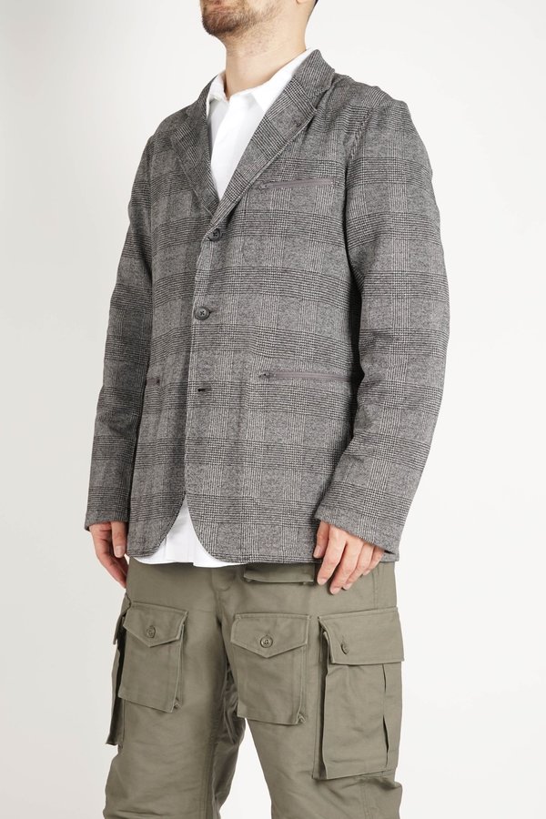 Engineered Garments Leisure Jacket in PC Knit Glen Plaid - Grey