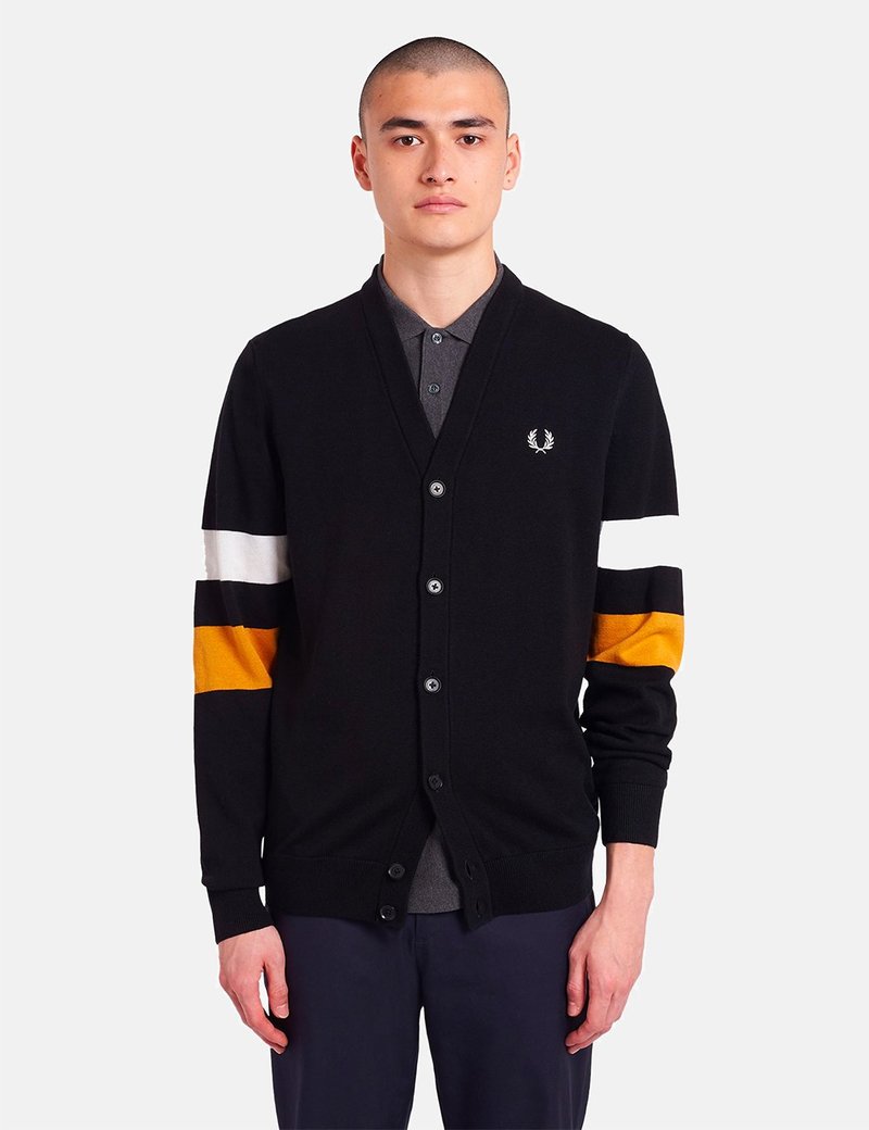 Fred Perry Tipped Sleeve Cardigan Black Garmentory