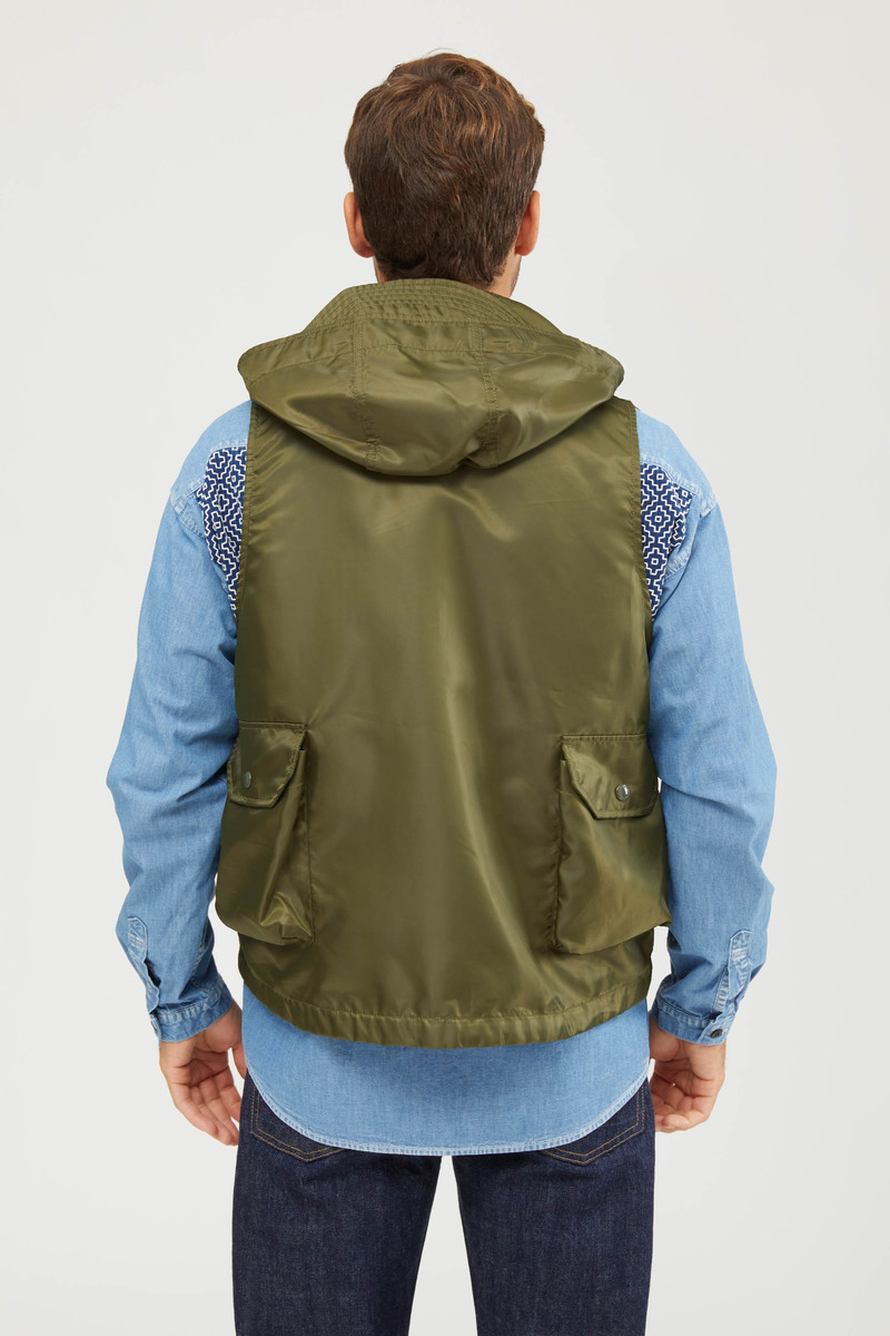 トップス hooded short vest - olive / pilot twill hooded short vest - olive / pilot twill