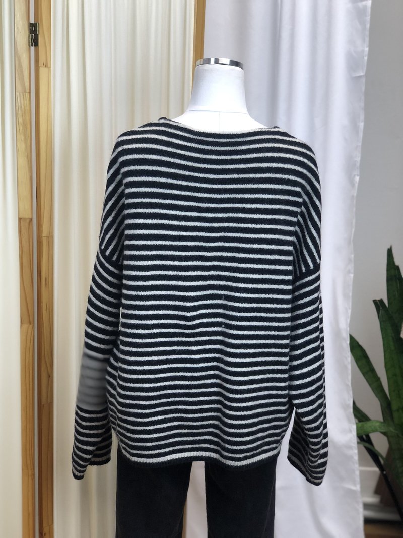 Pre-loved] All Saints Striped Sweater - Black/White | Garmentory