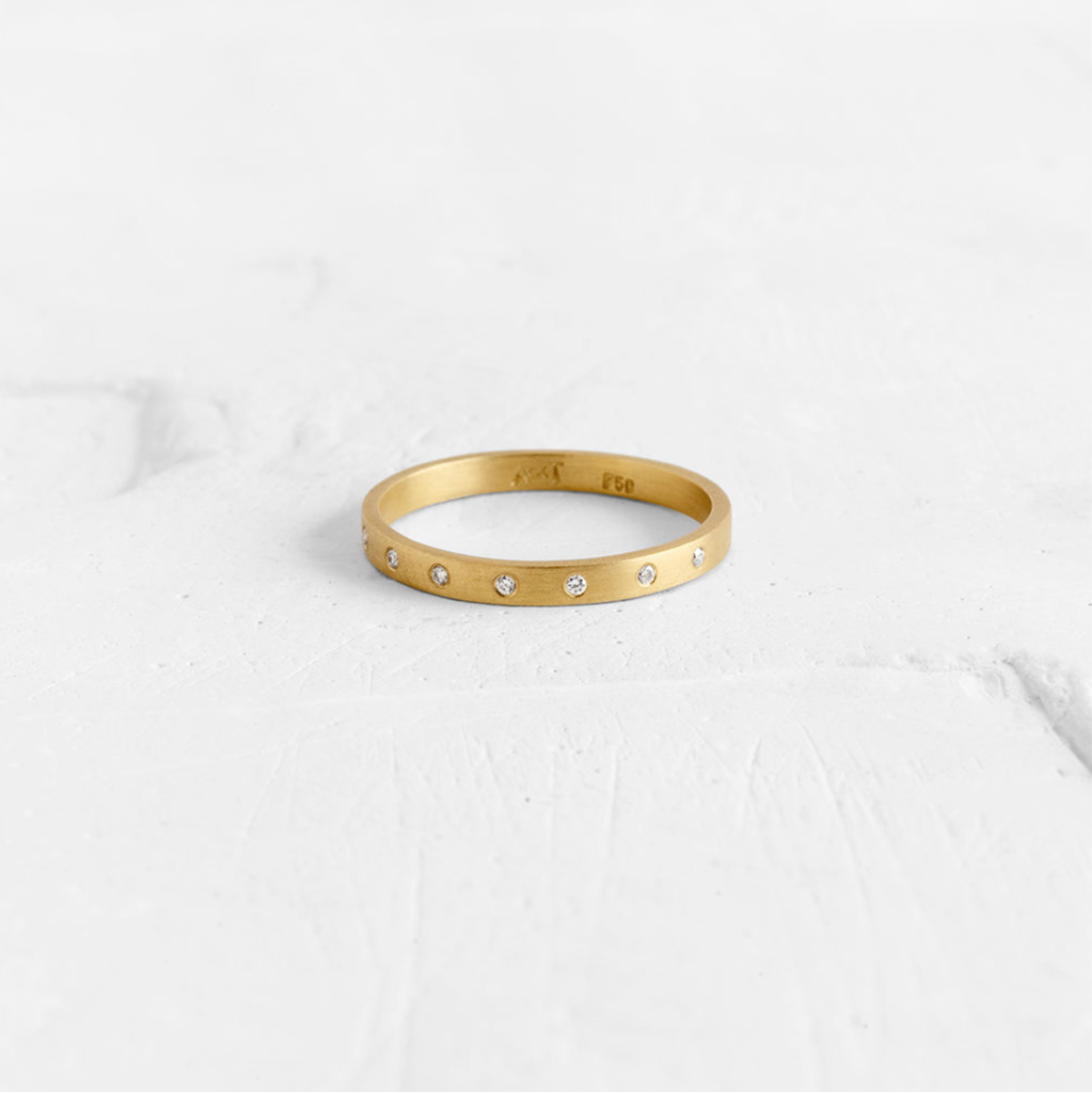 Agas & Tamar Flat Thin Band With Diamonds Ring -  14k Gold - Image 1 of 2