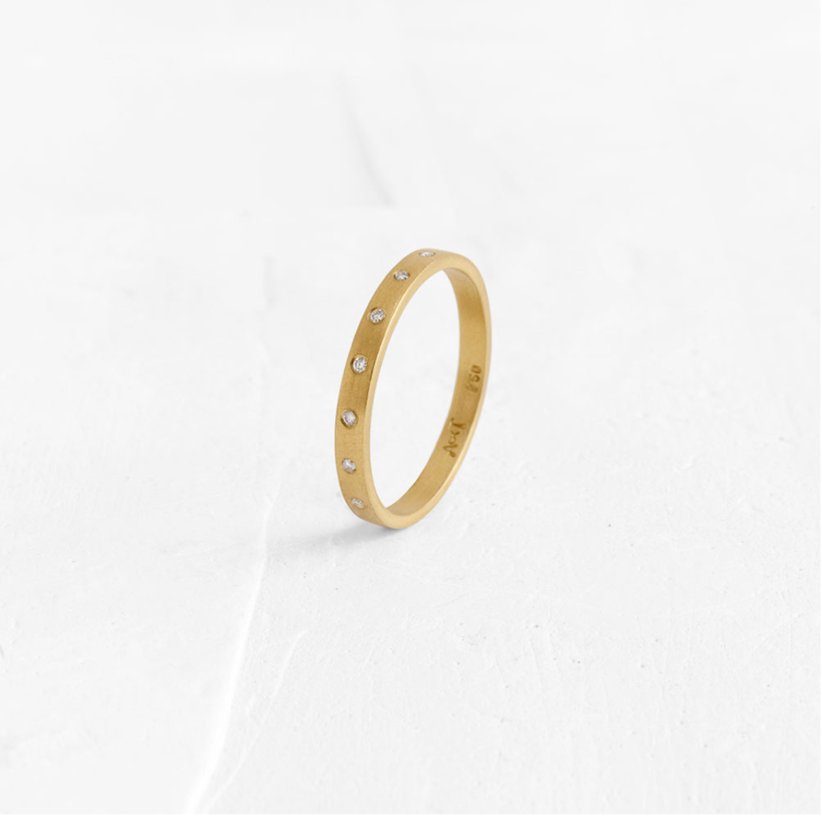 Agas & Tamar Flat Thin Band With Diamonds Ring -  14k Gold - Image 2 of 2