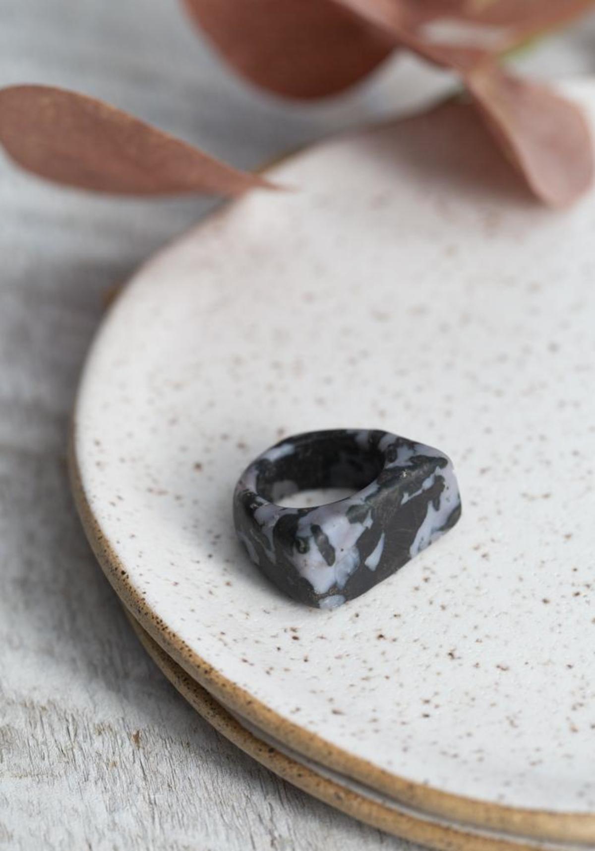 Marge Hinge Gabbro Stone Ring - Indigo | Garmentory