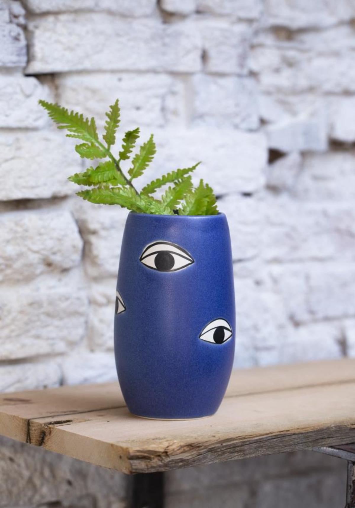 Eyes Ceramic Vase - Lapis - Thumbnail 3