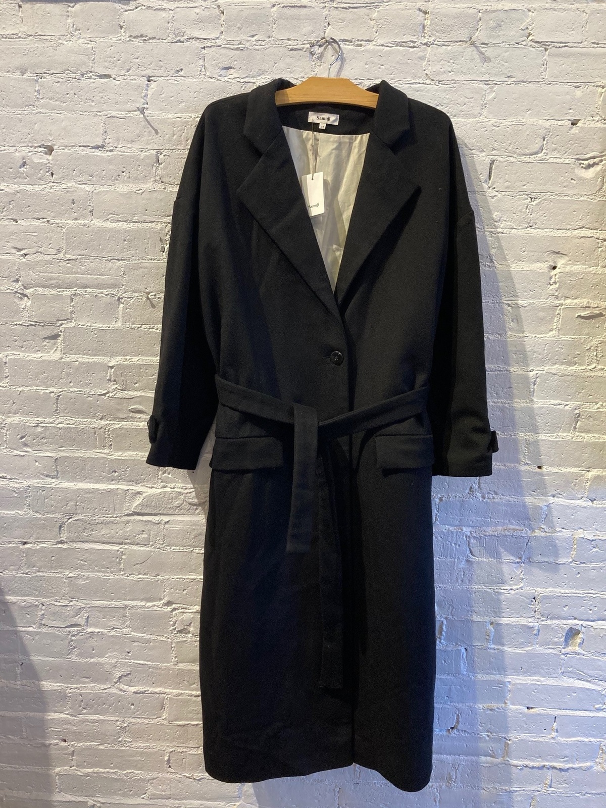 Samuji Wool Trench Coat - Black - Image 1 of 5