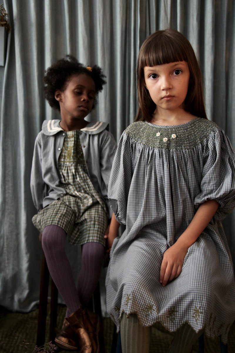 Bonjour diary 2023SS  ROSALIE DRESS ８Y Bonjour Diary Rosalie Dress Emerald (S2, 4, 8) - Little