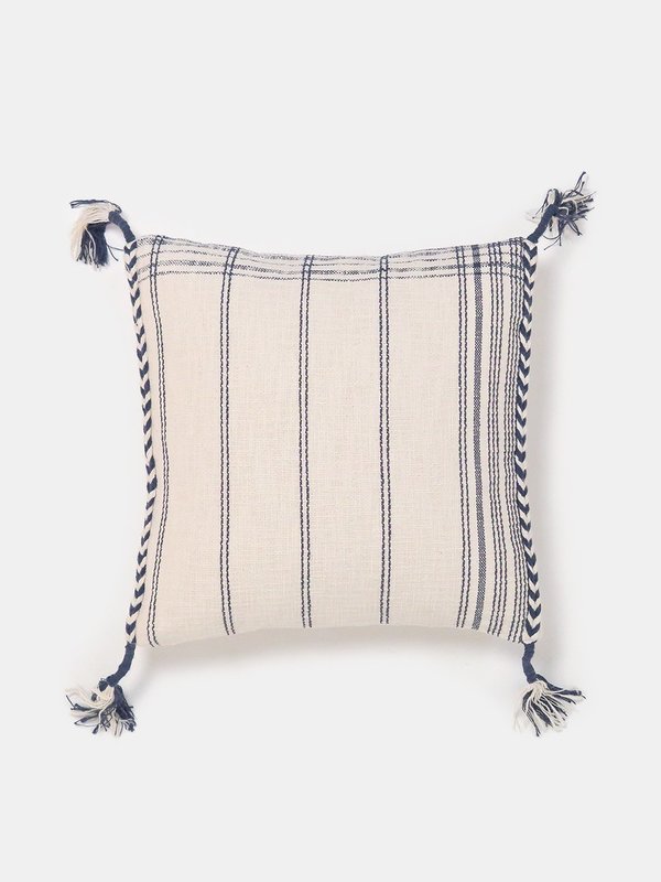 Erica Tanov yuba cotton throw pillow - natural/blue Erica Tanov yuba cotton throw pillow - natural/blue