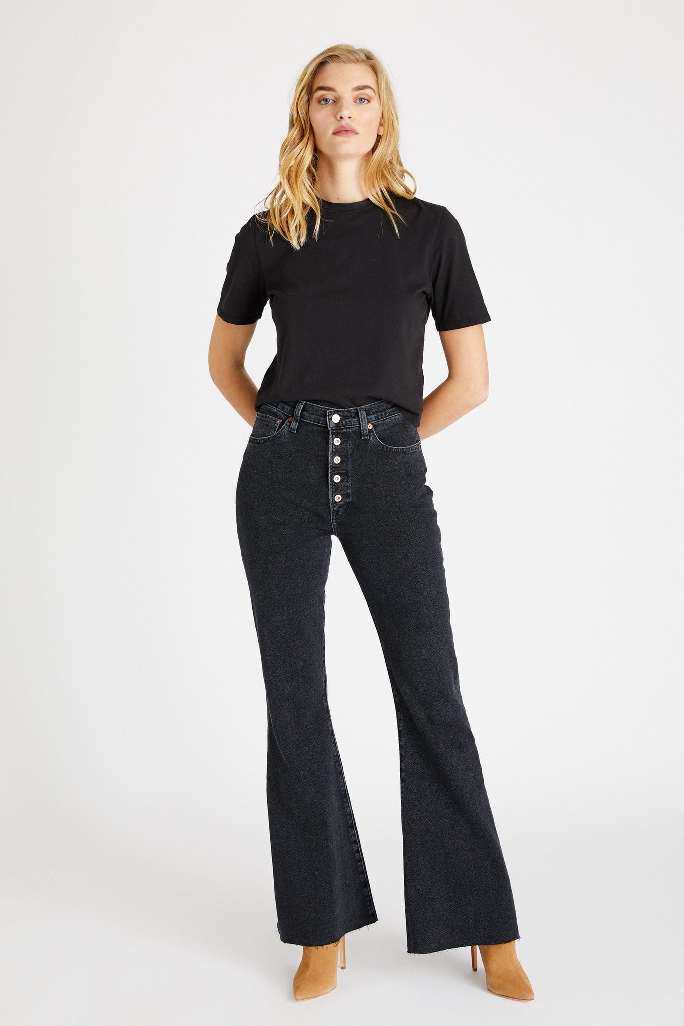 eTica NINA FLARE LEG JEAN - BLACK STONE | Garmentory