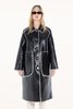 OOFWear REVERSIBLE ECO CURLY SHEEPSKIN CAR COAT  BLACK - Thumbnail 1