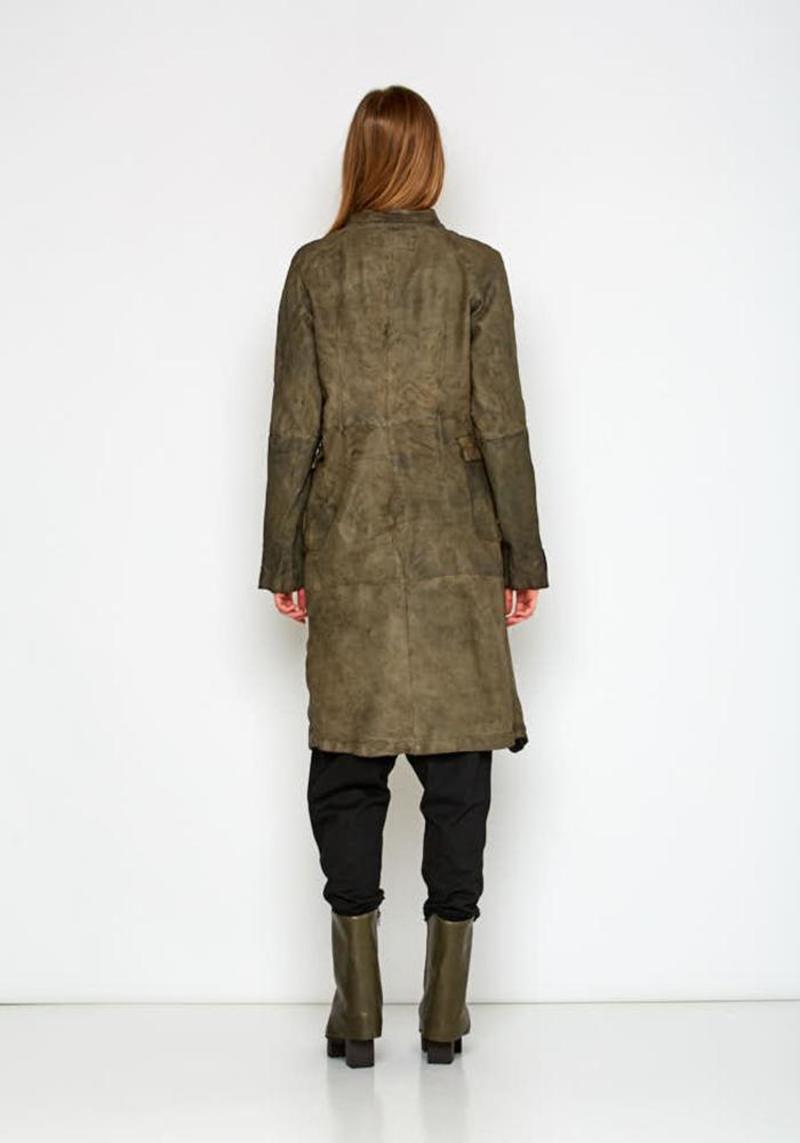 Rundholz Long Buttoned Leather Jacket - PINE