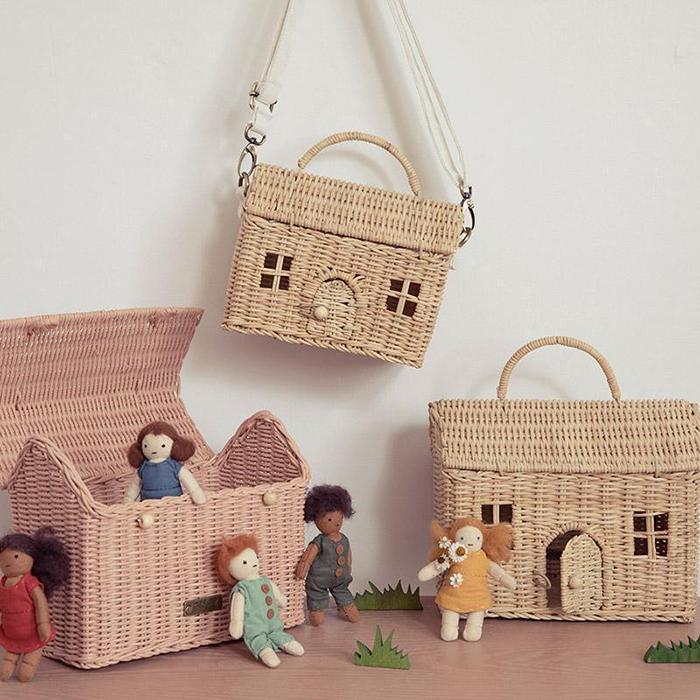 Kids Olli Ella Rattan Casa Straw Bag Rose Pink Garmentory