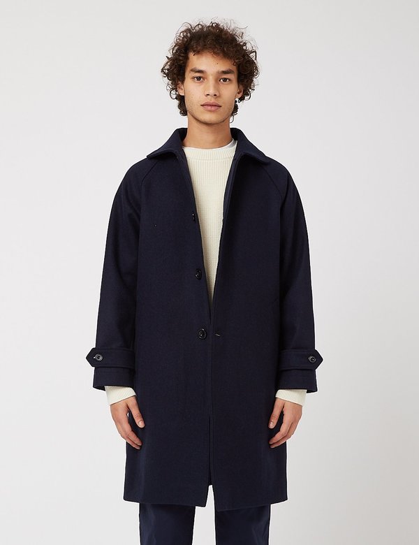 Arpenteur Utile Melton Wool Coat - Navy Blue | Garmentory