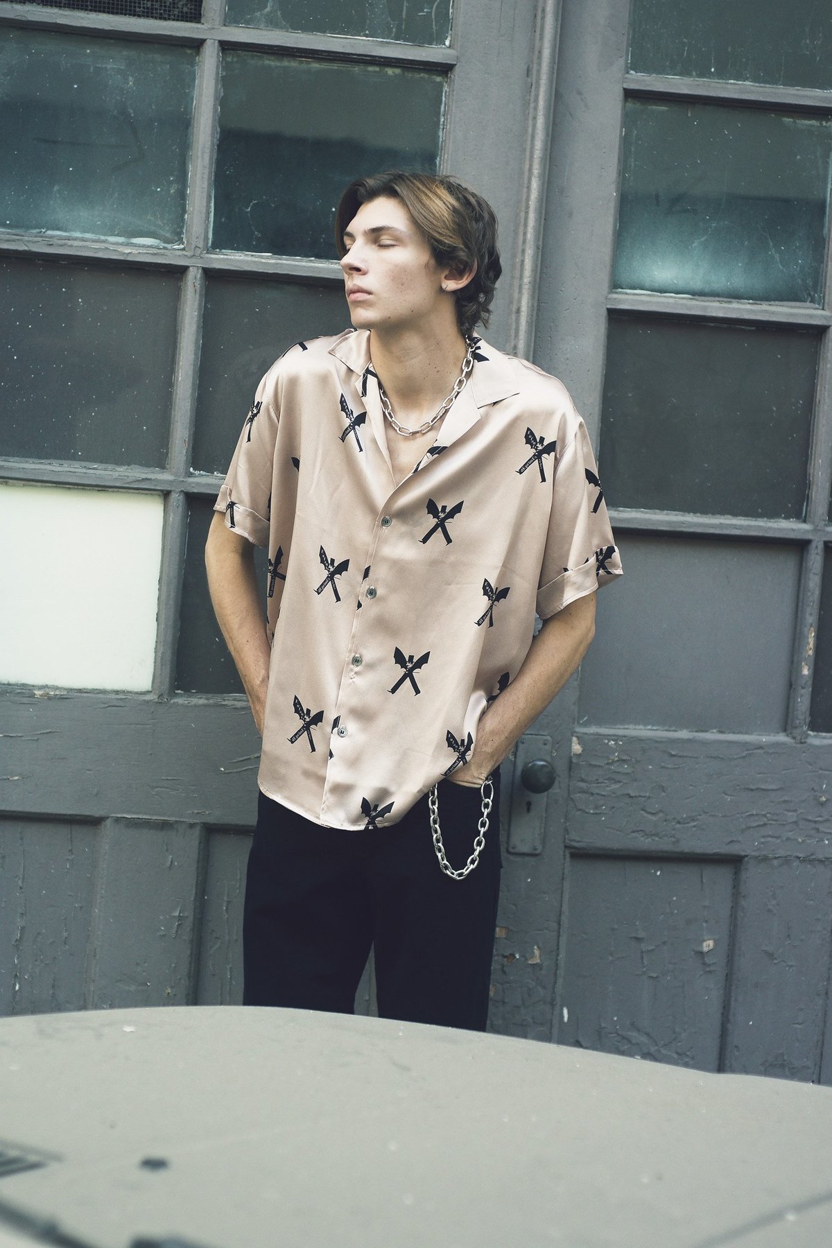 トップス Enfants Riches Deprimes ANIME SILK SHIRT Enfants Riches Deprimes Black Dessin Anime Shirt