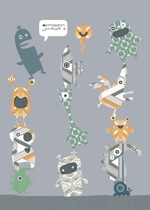 Inke STACK-O-MONSTERS WALL PRINT - ORANGE Inke STACK-O-MONSTERS WALL PRINT - ORANGE