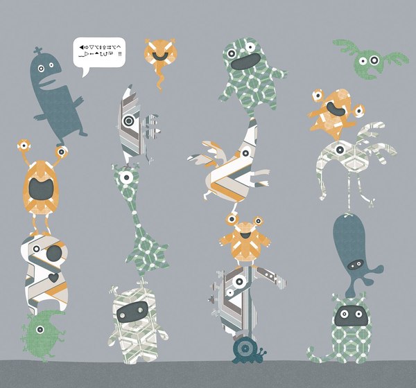 Inke STACK-O-MONSTERS WALL PRINT - ORANGE Inke STACK-O-MONSTERS WALL PRINT - ORANGE